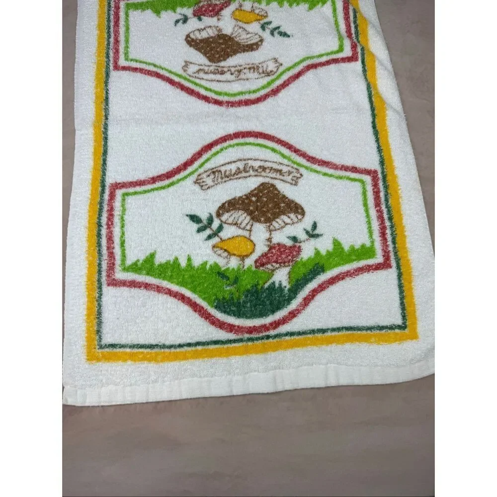 Vintage Mushroom Hand Towel 1970s Mod MCM